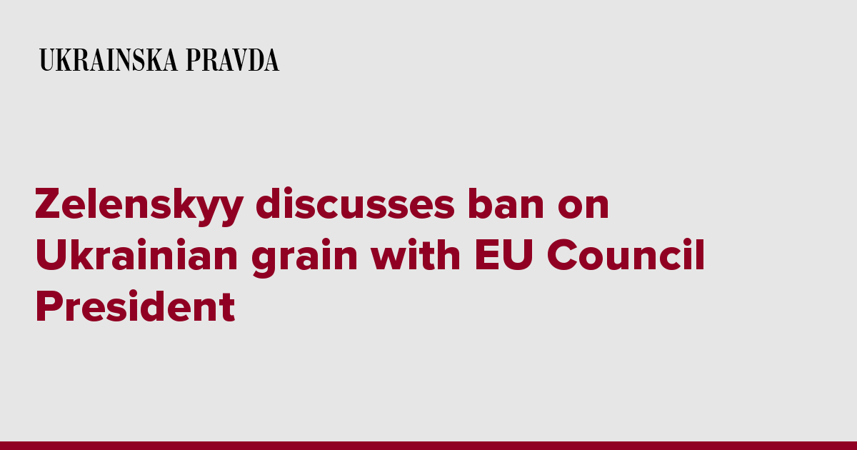 Zelenskyy discusses ban on Ukrainian grain with EU Council President